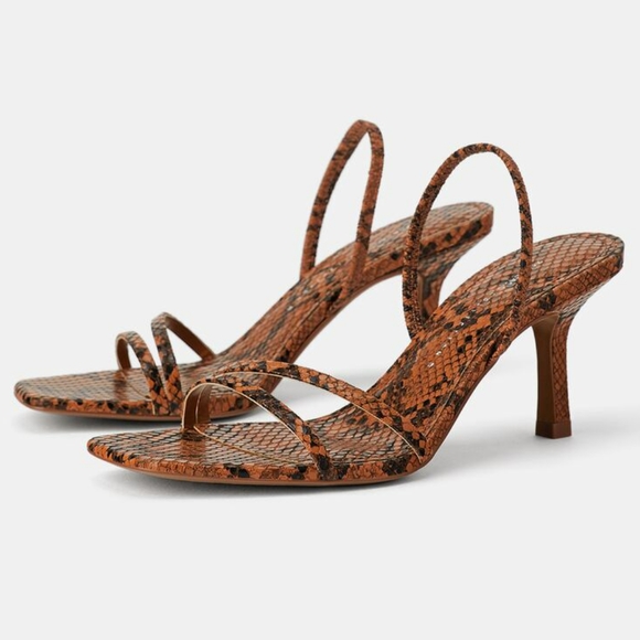 Zara Shoes - Zara MID HEELED ELASTRIC STRAP SNAKE SANDAL 6/36